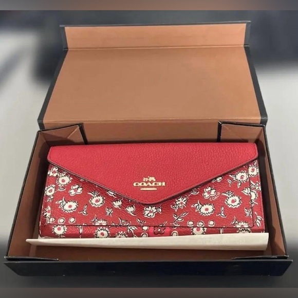COACH Wild Hearts Print Coated Canvas Wallet w/Box - Picture 2 of 12